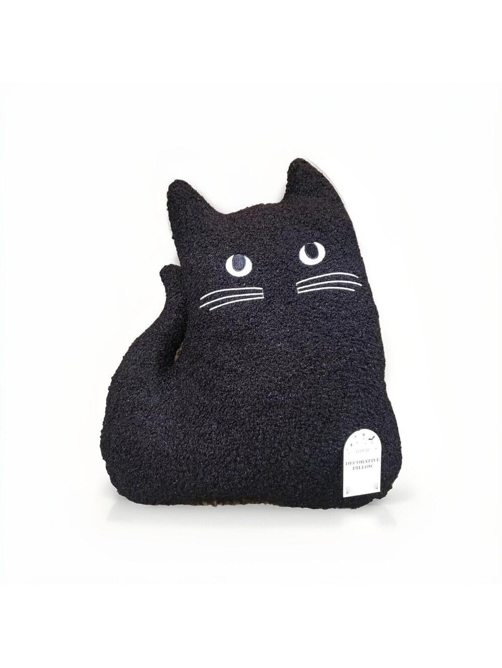 Black Cat Plush Stuffed Animal Pillow Halloween Decoration 15x12 New Soft Toy